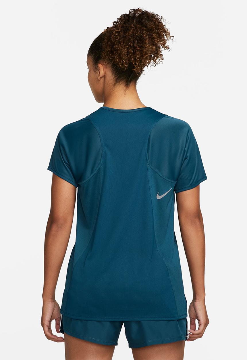 Nike - W nk df race top short sleeve - valerian blue/reflective silver