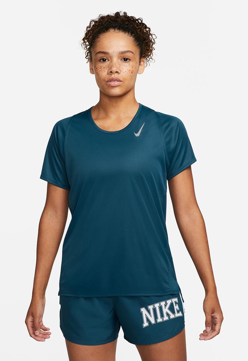 Nike - W nk df race top short sleeve - valerian blue/reflective silver