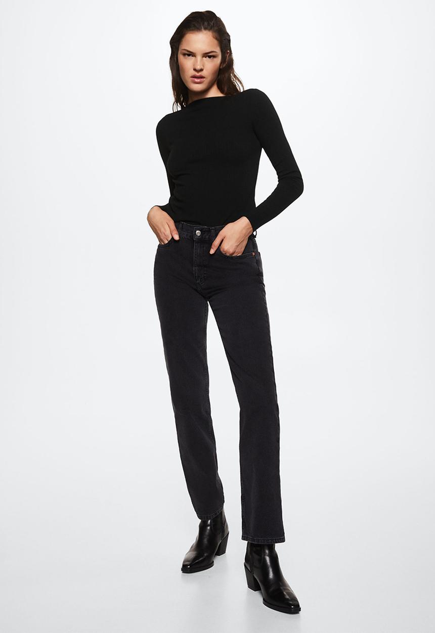 MANGO - T-shirt lilobar - black
