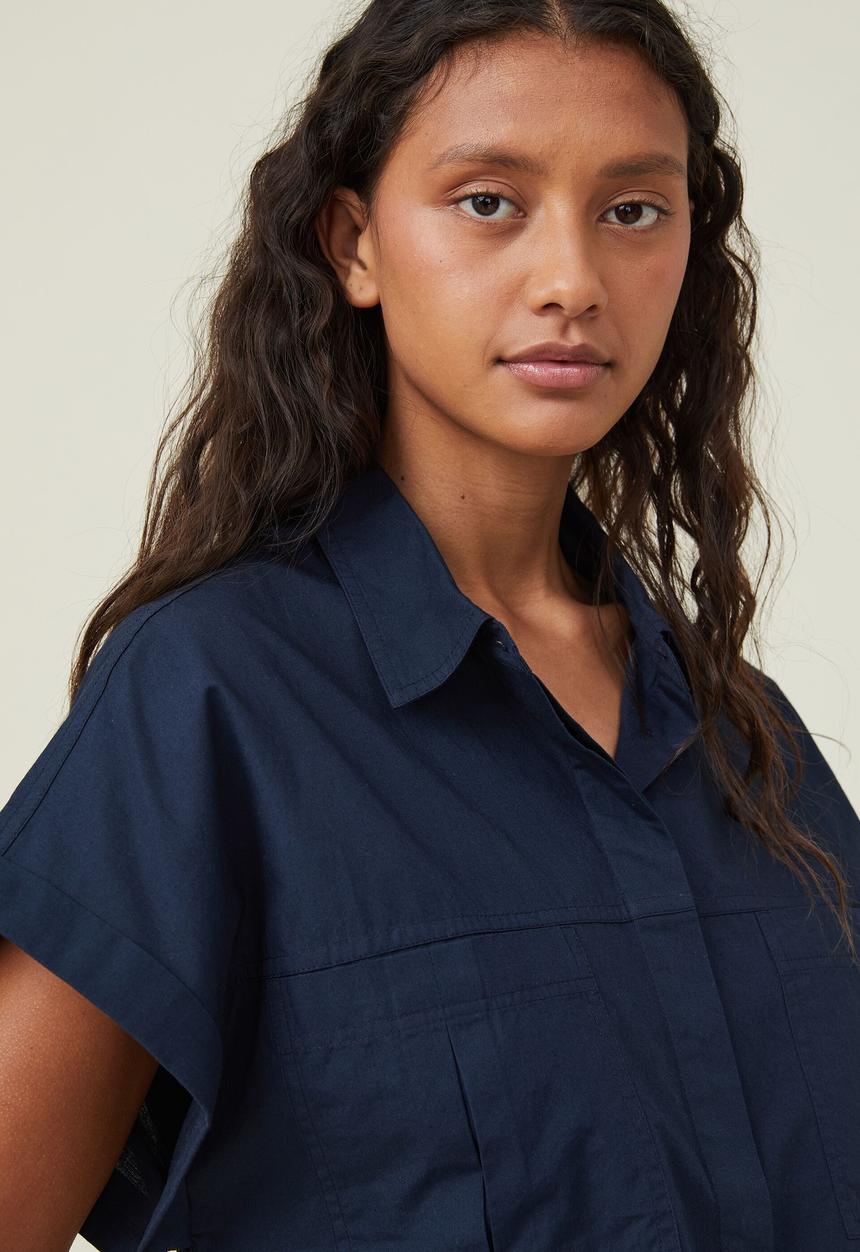 Cotton On - Cropped utility shirt - ink navy