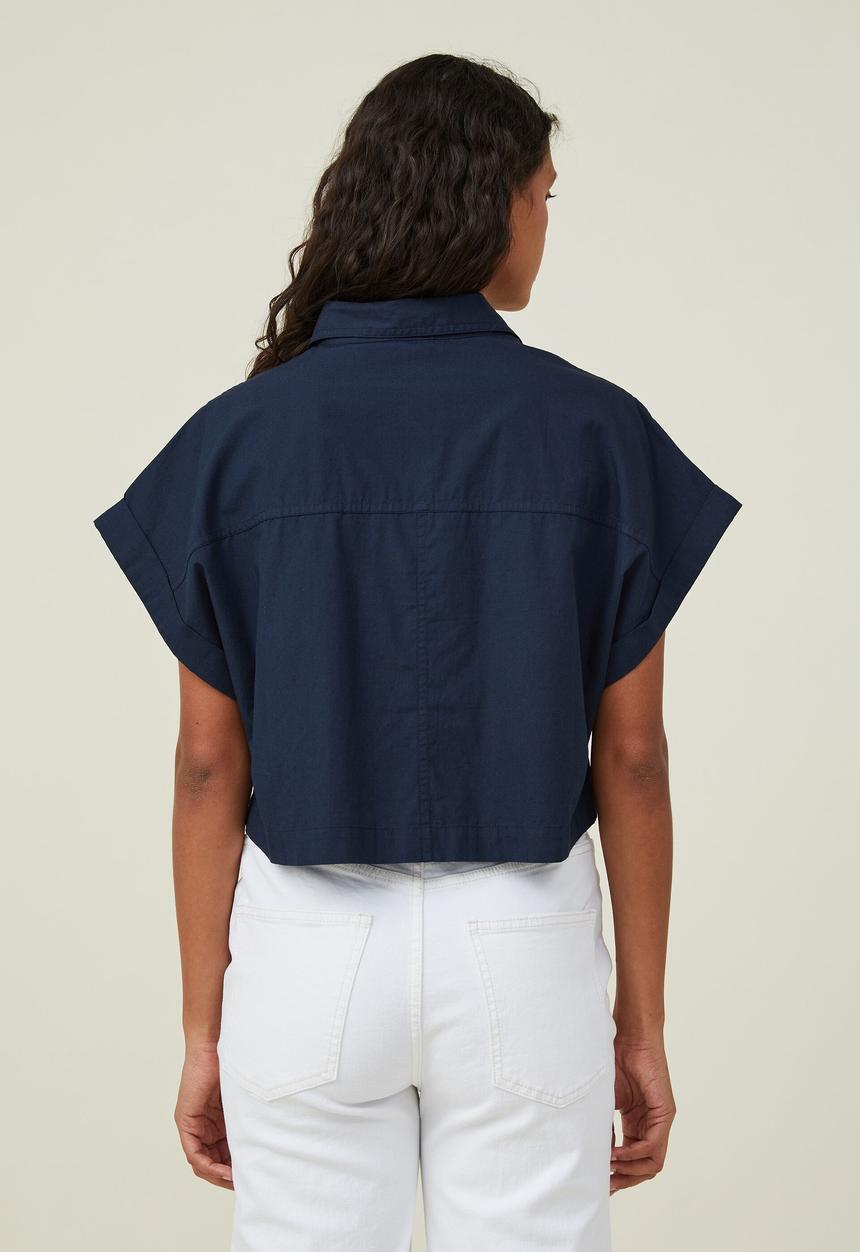 Cotton On - Cropped utility shirt - ink navy