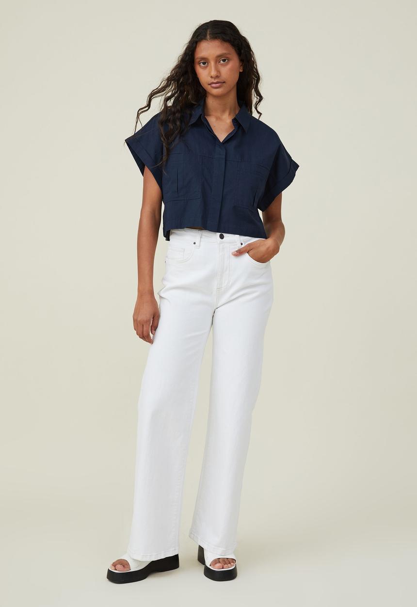 Cotton On - Cropped utility shirt - ink navy