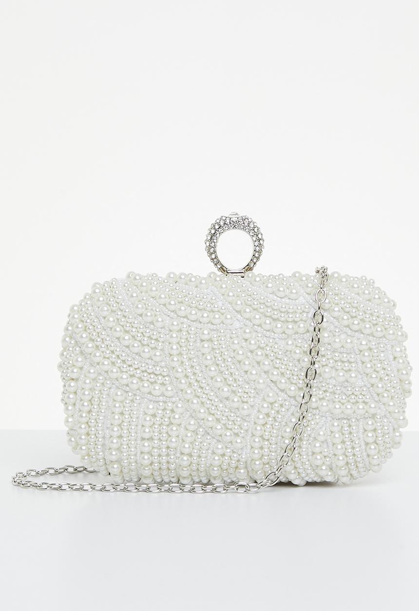 Tessa Design - Tanya embelished clutch bag - white