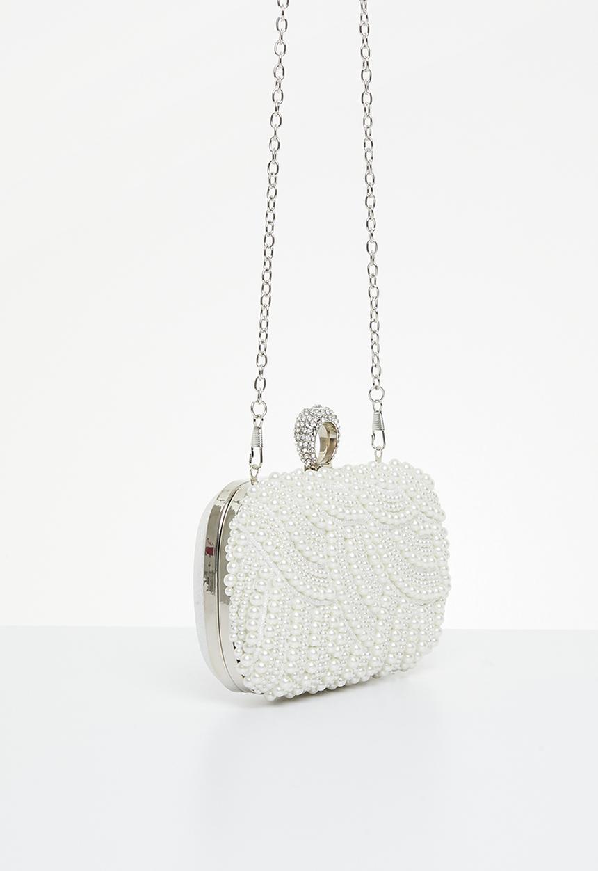 Tessa Design - Tanya embelished clutch bag - white