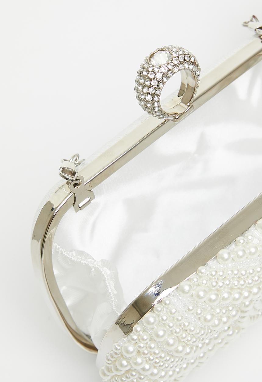 Tessa Design - Tanya embelished clutch bag - white