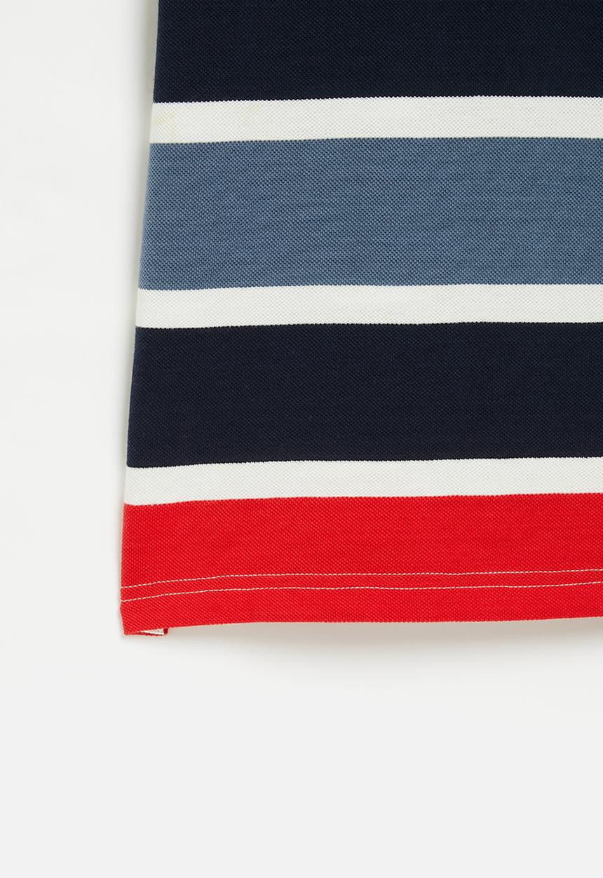 POLO - Boys striped short sleeve golfer - fire red