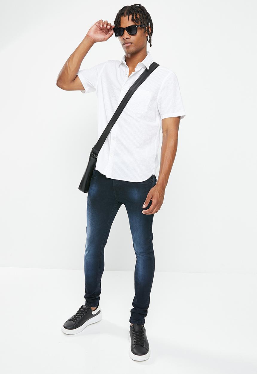 SOVIET - M cygnet mens skinny denim - blue black