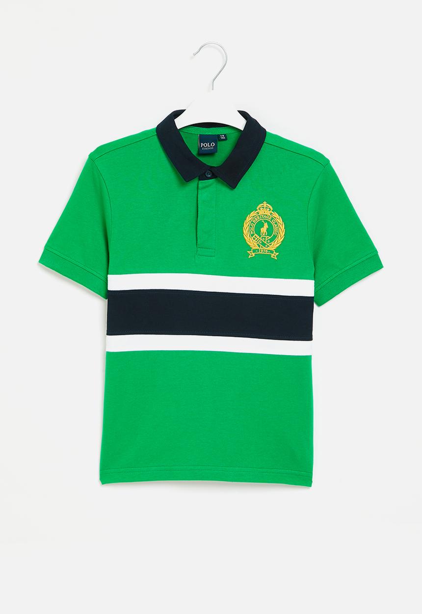 POLO - Boys crested short sleeve golfer - green