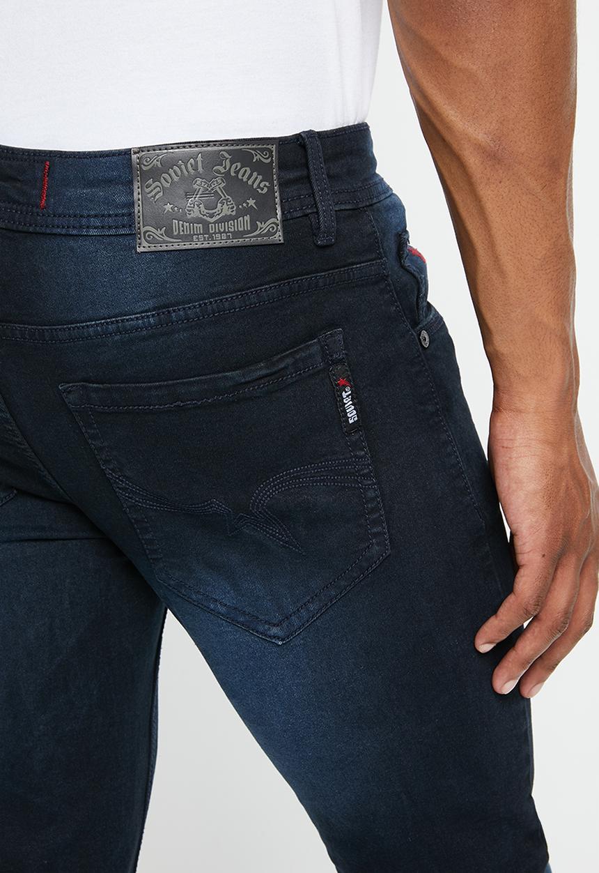 SOVIET - M aventador mens skinny denim - blue black