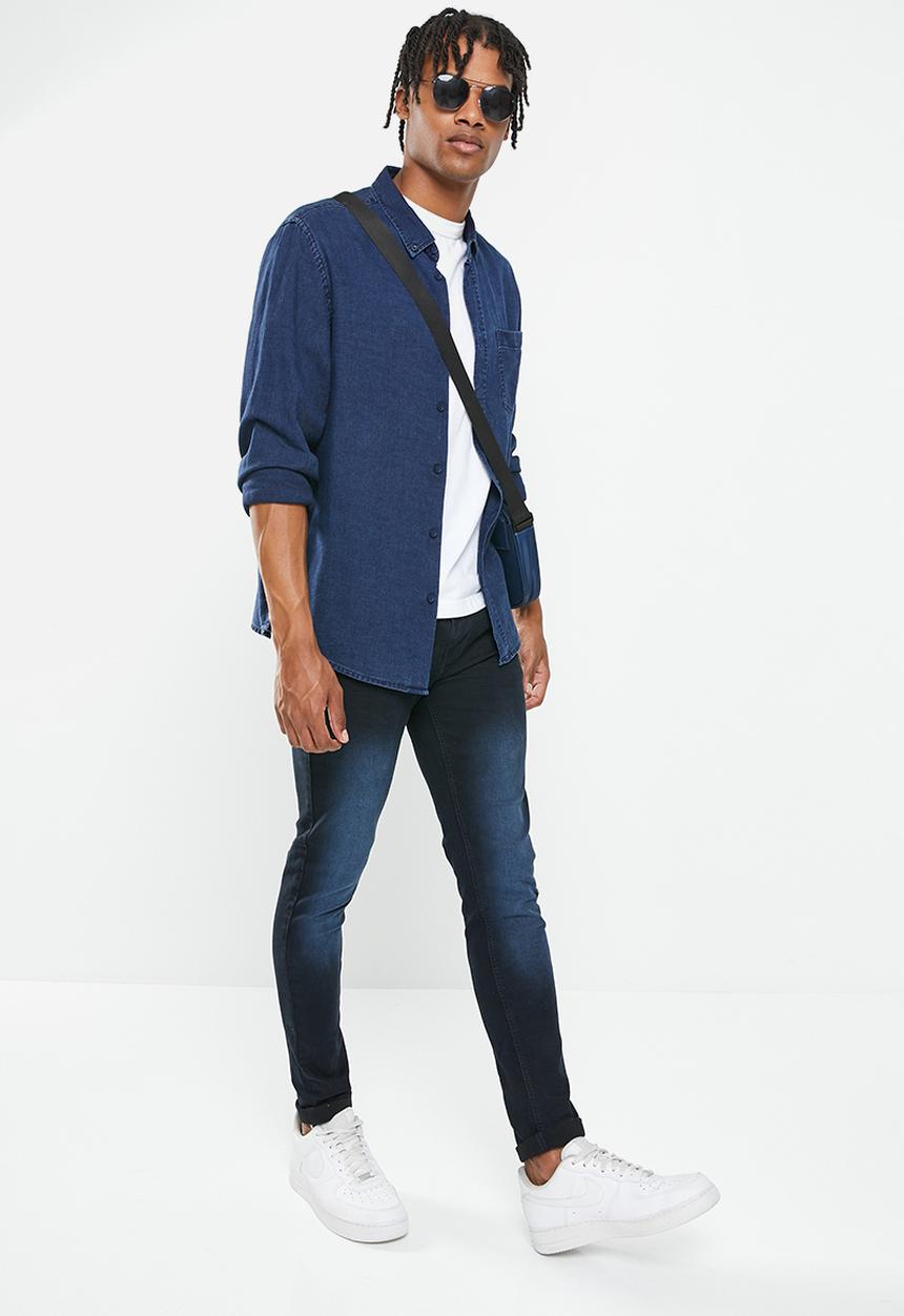 SOVIET - M aventador mens skinny denim - blue black