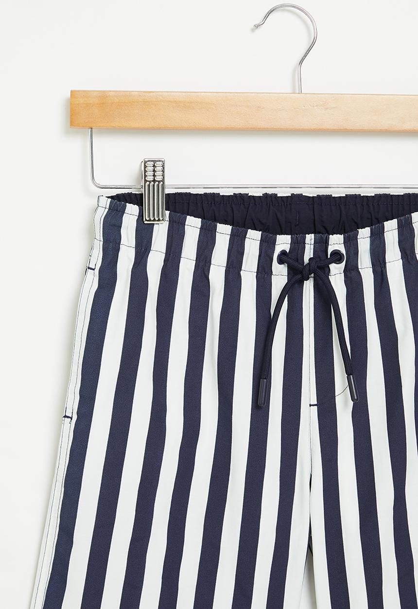 POLO - Boys striped short - navy & white