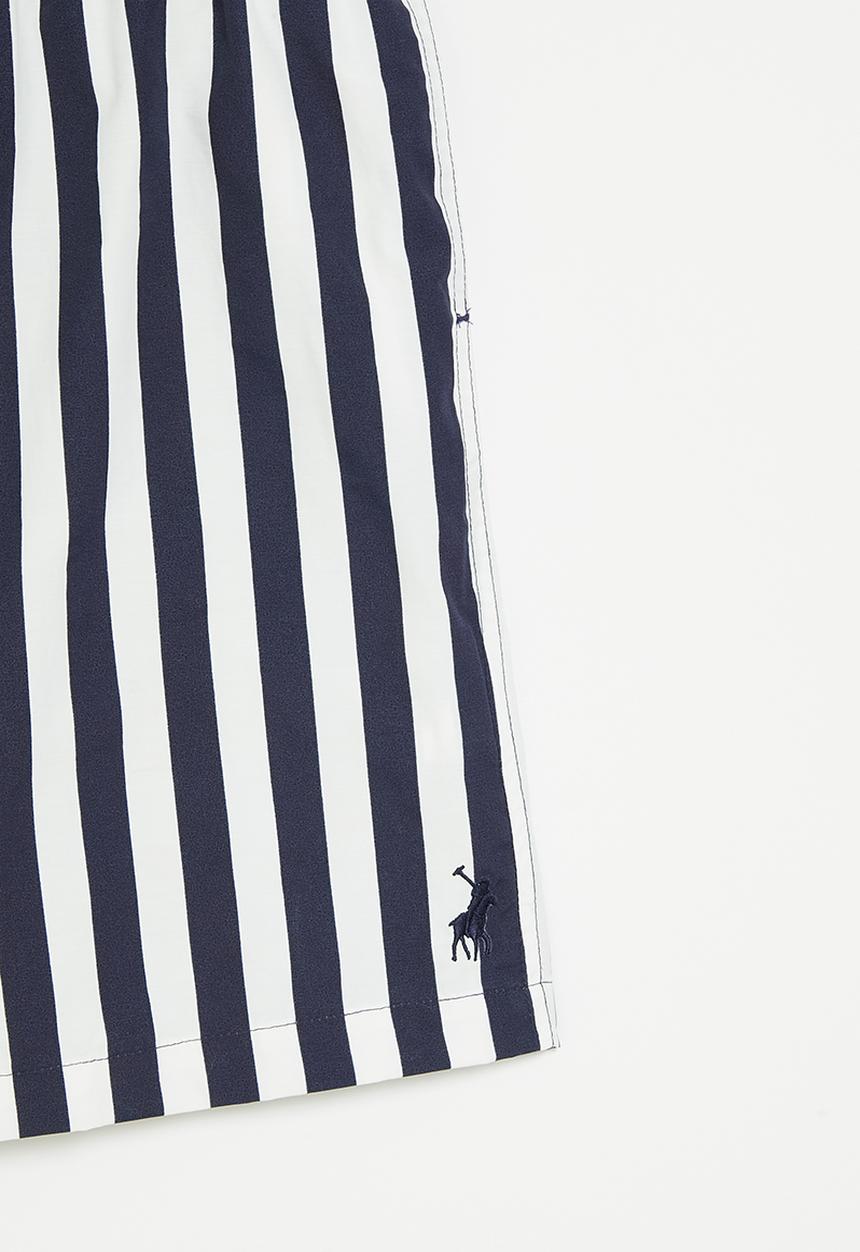 POLO - Boys striped short - navy & white