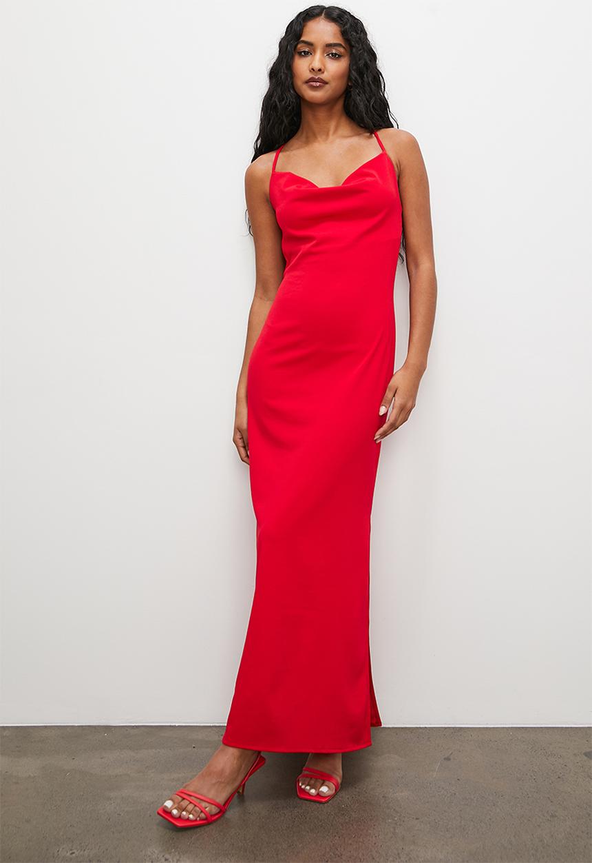 VELVET - Cowl crepe knit strappy maxi dress - samba