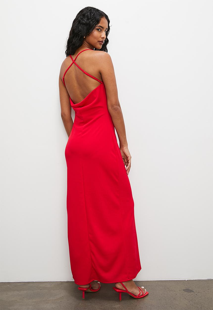 VELVET - Cowl crepe knit strappy maxi dress - samba