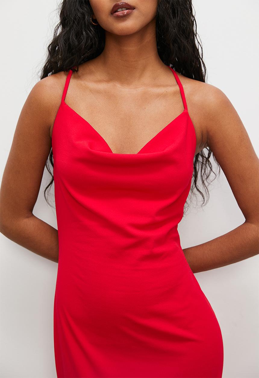 VELVET - Cowl crepe knit strappy maxi dress - samba