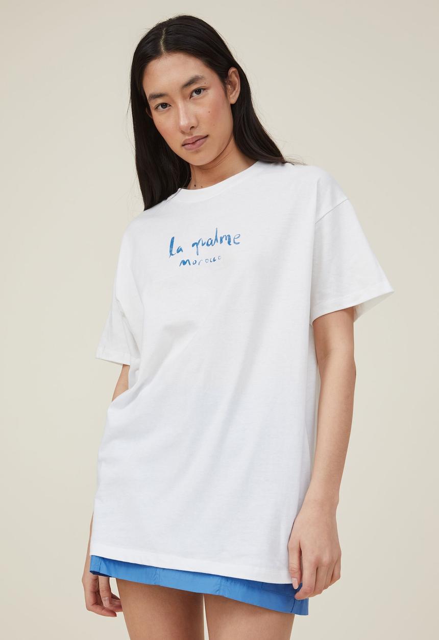 Cotton On - Boyfriend fit graphic tee - la palme/vintage/white