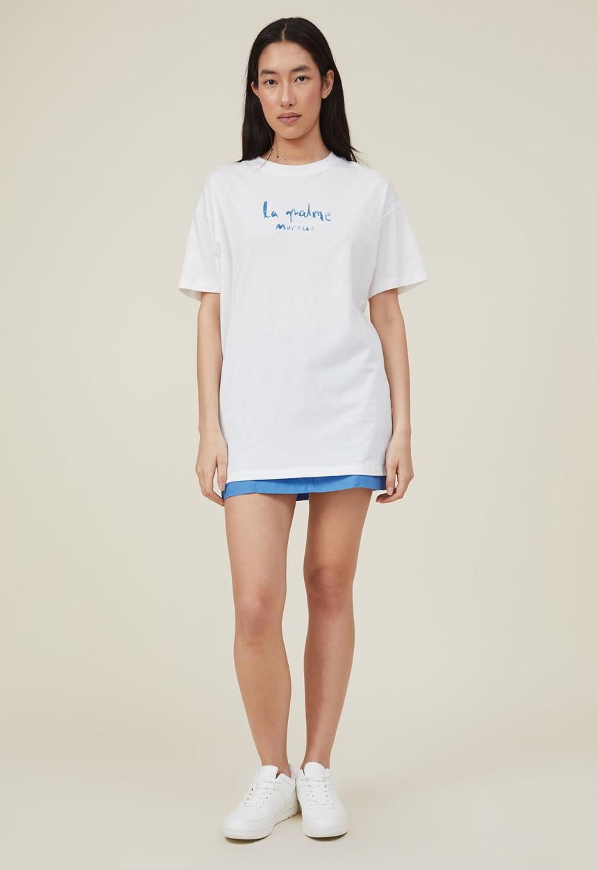 Cotton On - Boyfriend fit graphic tee - la palme/vintage/white