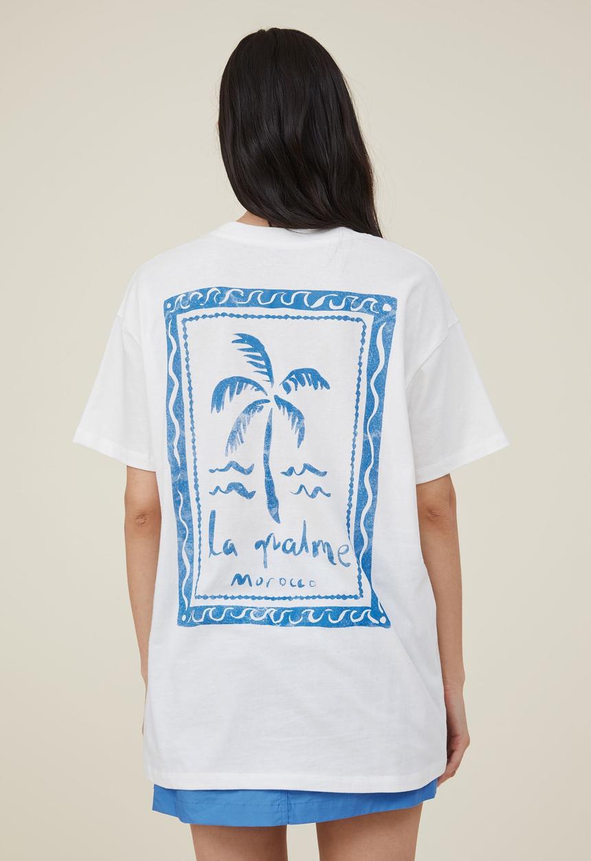 Cotton On - Boyfriend fit graphic tee - la palme/vintage/white