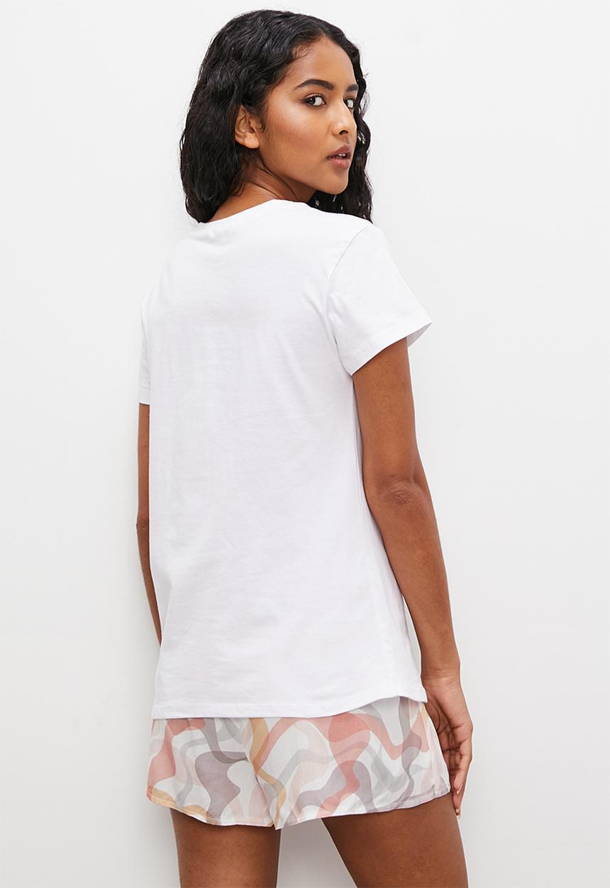 Superbalist - Shorts & tee set - white & pastel waves