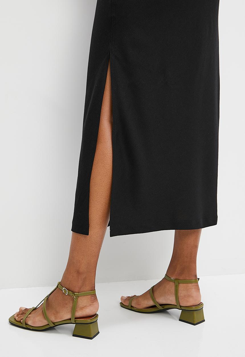 edit - Twisted front linen maxi - black