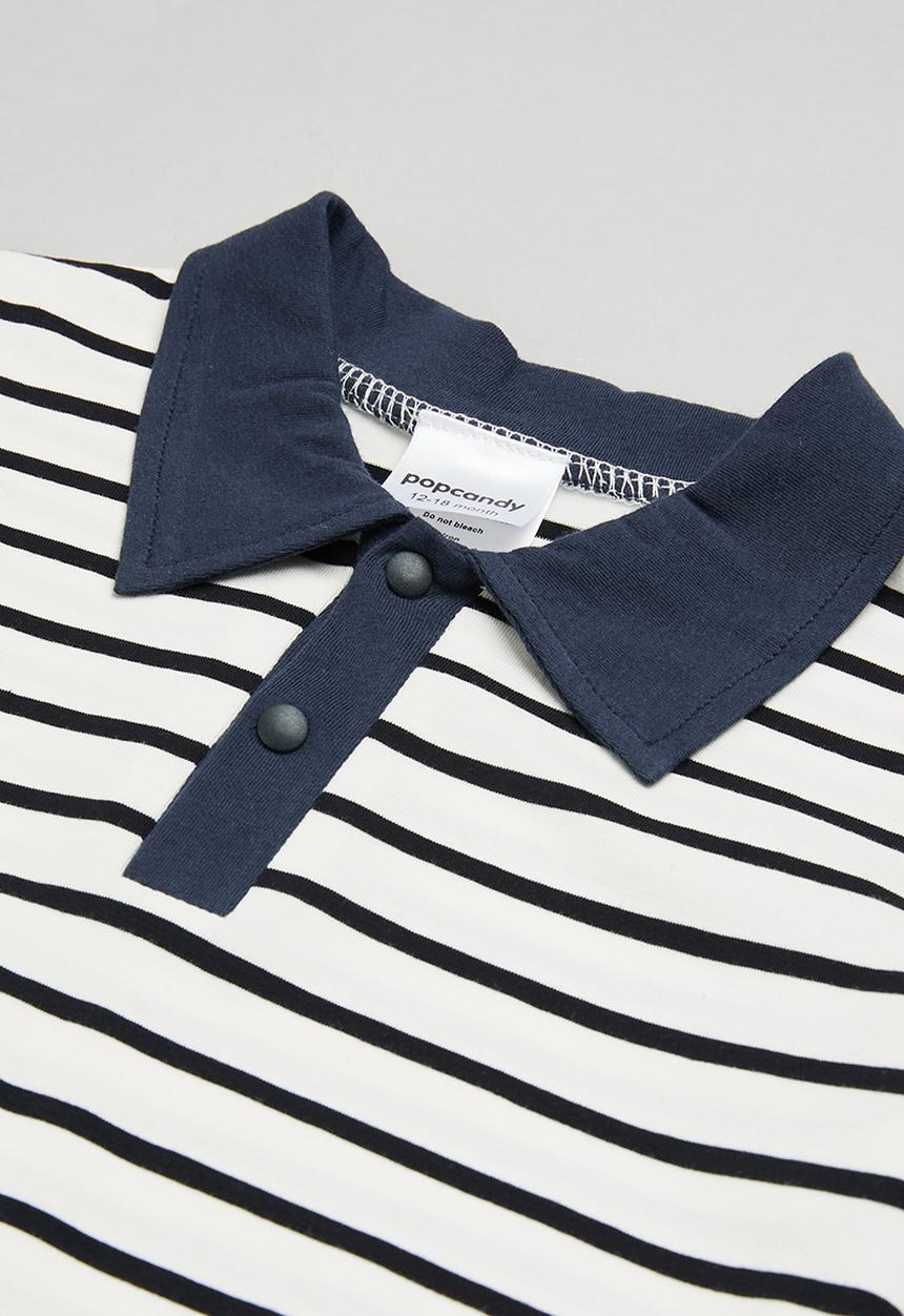 Pop Candy - Baby boys stripe romper - white & navy