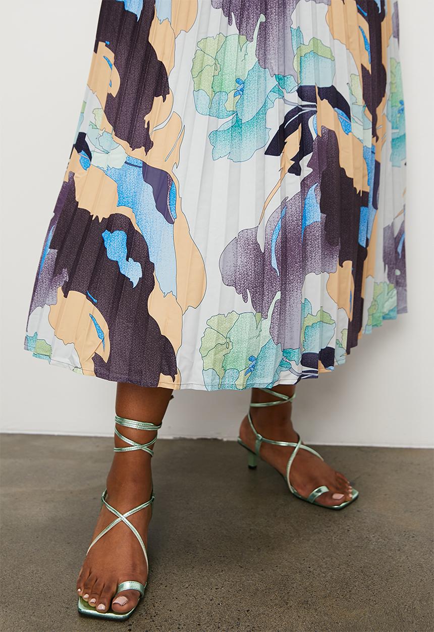 Superbalist - Midaxi pleated skirt - pink abstract print