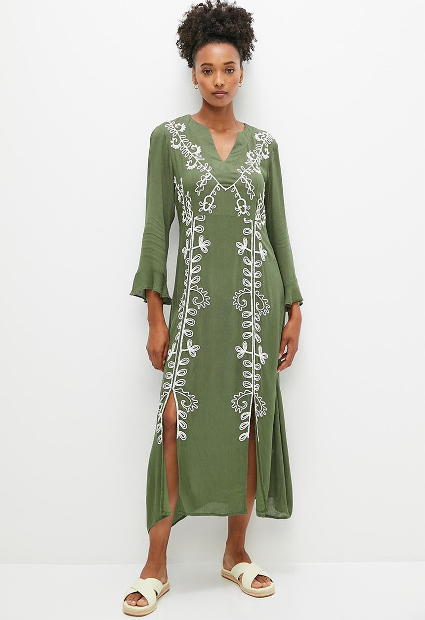 edit - Embroidered boho kaftan dress - fatigue