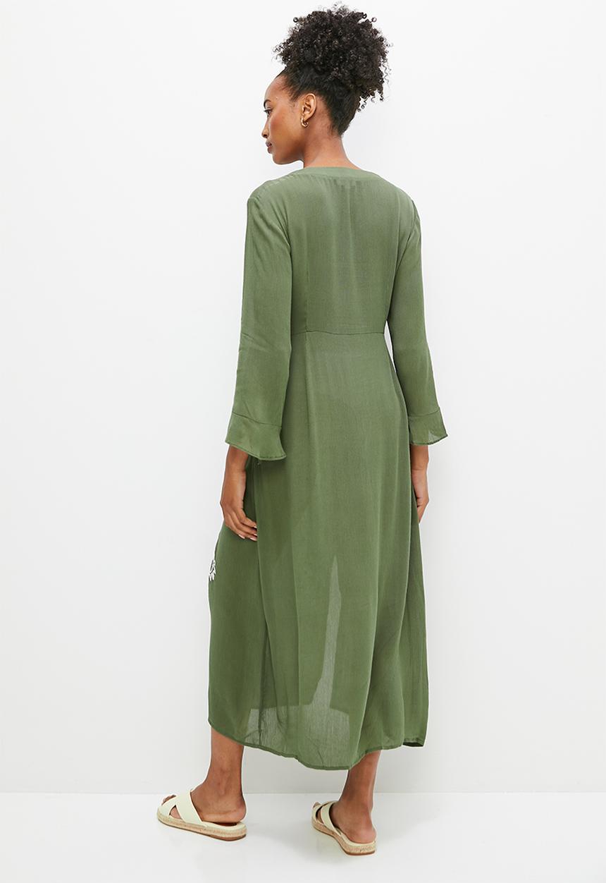 edit - Embroidered boho kaftan dress - fatigue
