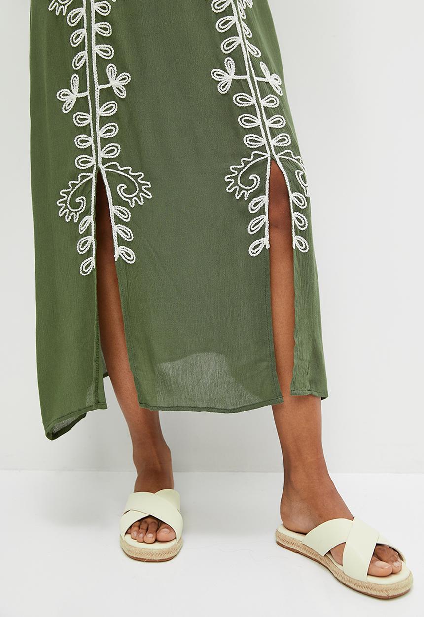 edit - Embroidered boho kaftan dress - fatigue