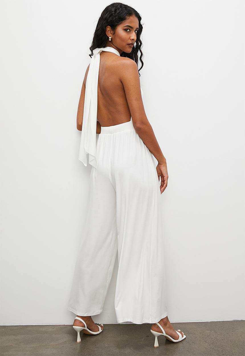 VELVET - Cross over infinity jumpsuit - milk