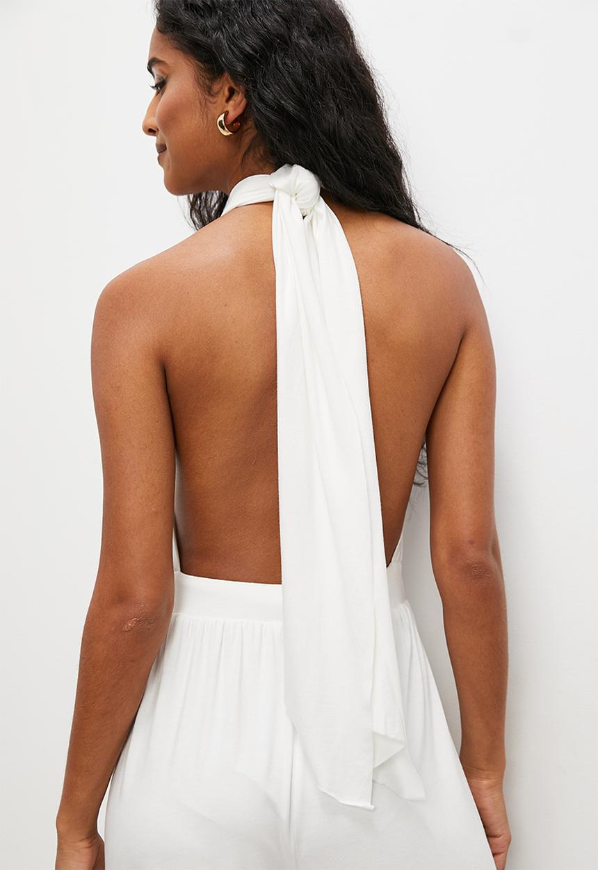 VELVET - Cross over infinity jumpsuit - milk
