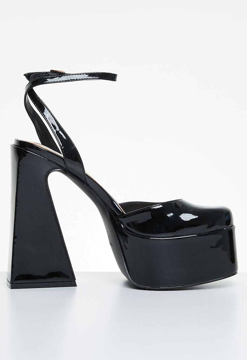 SIMMI London - Amani-3 platform block heel - black patent