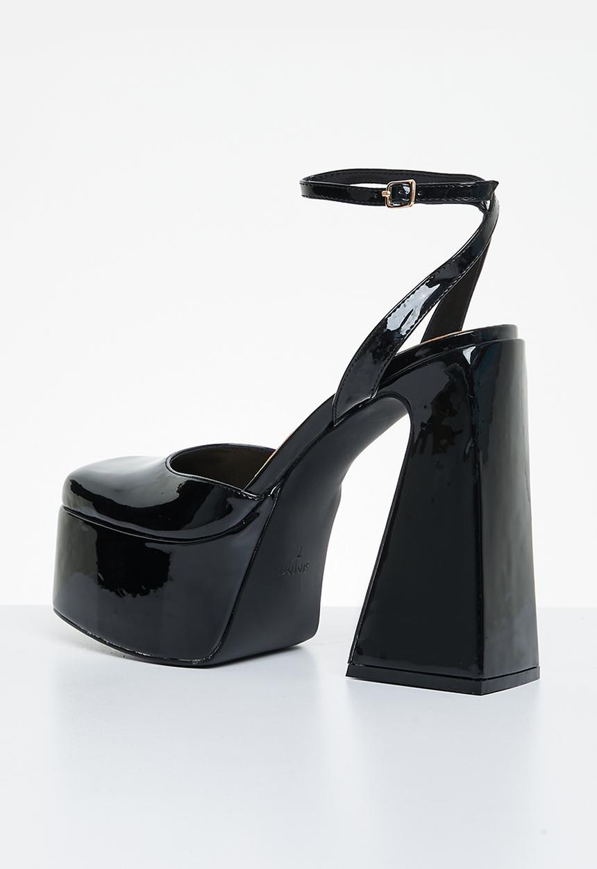 SIMMI London - Amani-3 platform block heel - black patent