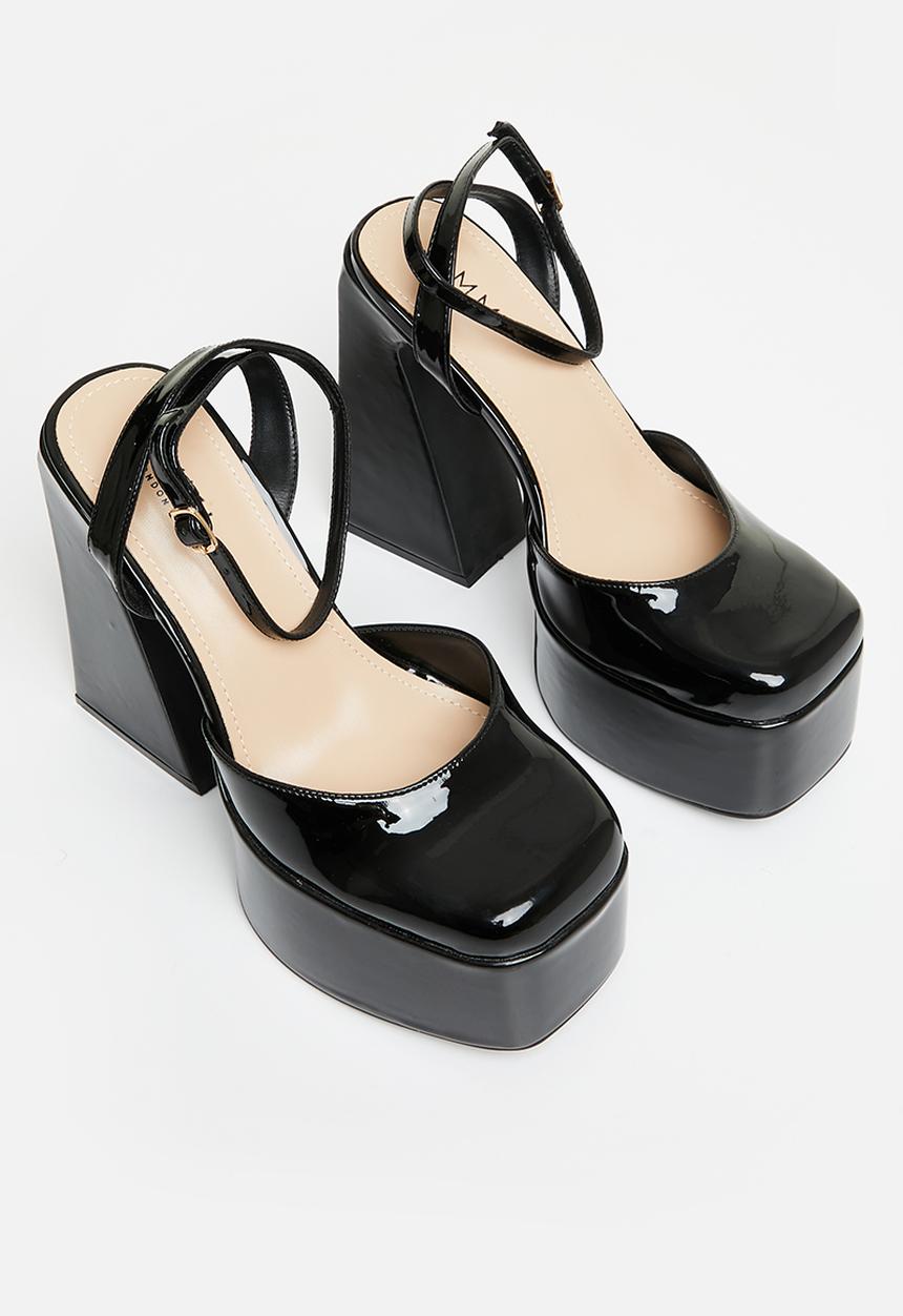 SIMMI London - Amani-3 platform block heel - black patent