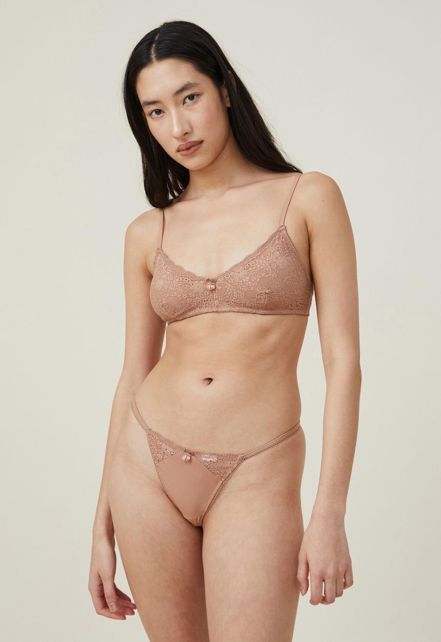 Cotton On - Ultimate comfort lace tanga g string brief - maple sugar