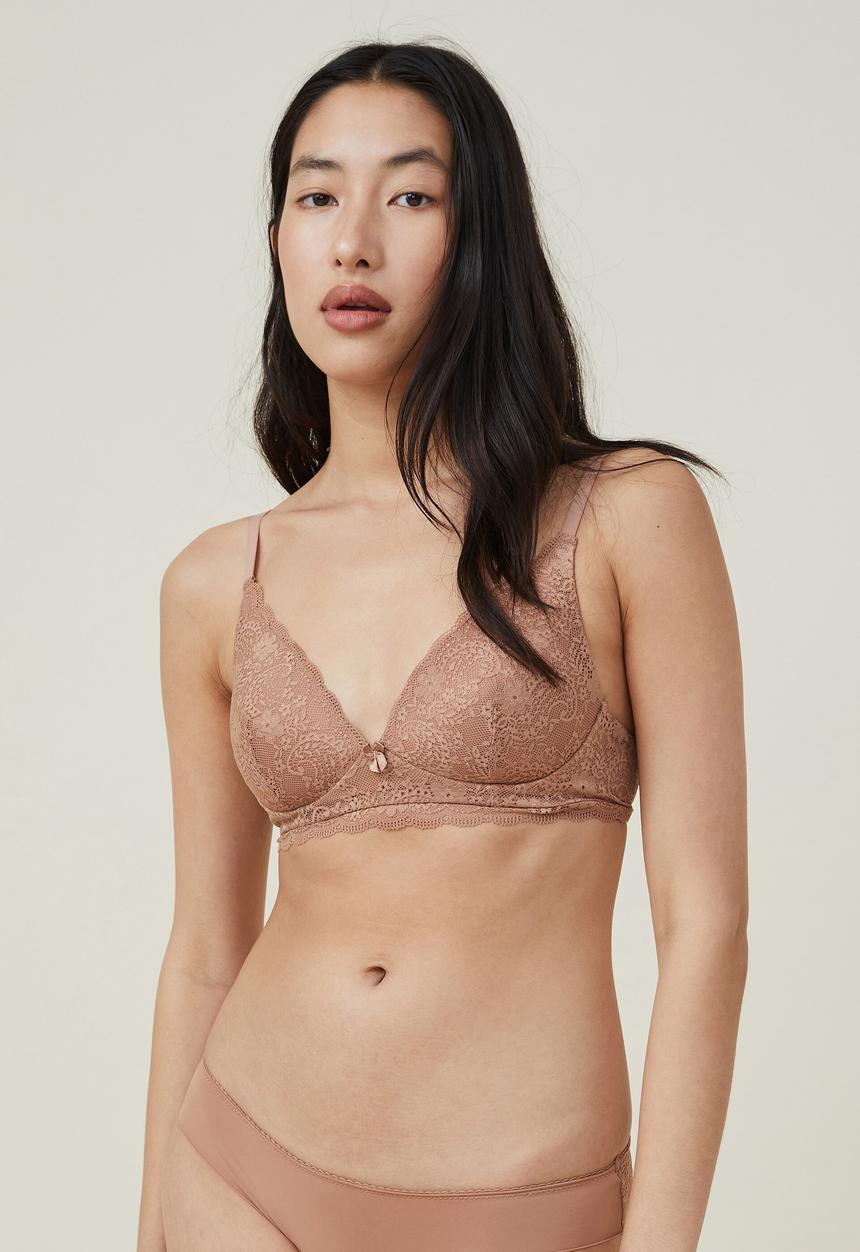 Cotton On - Ultimate comfort lace wirefree bra - maple sugar