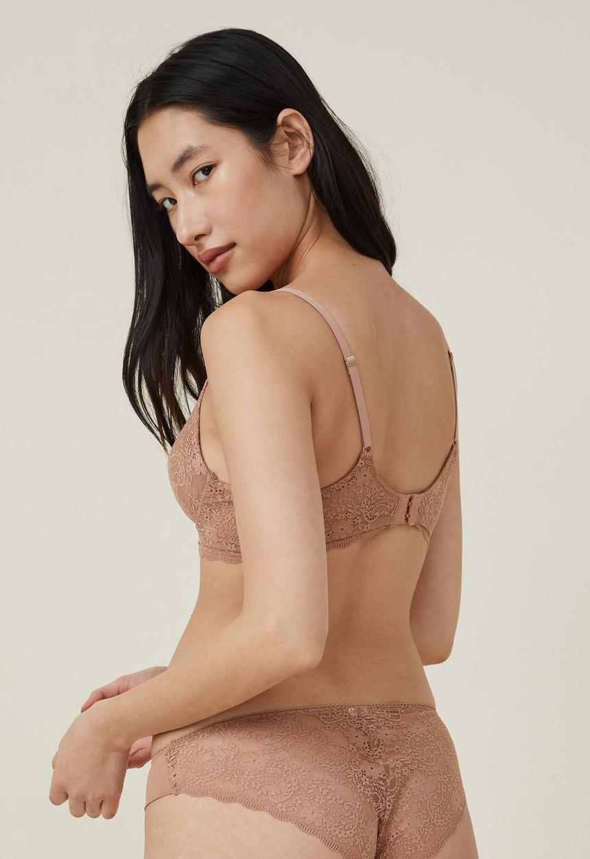 Cotton On - Ultimate comfort lace wirefree bra - maple sugar
