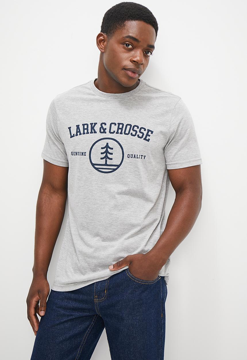 Lark & Crosse - L&c collegiate logo tee  - grey melange