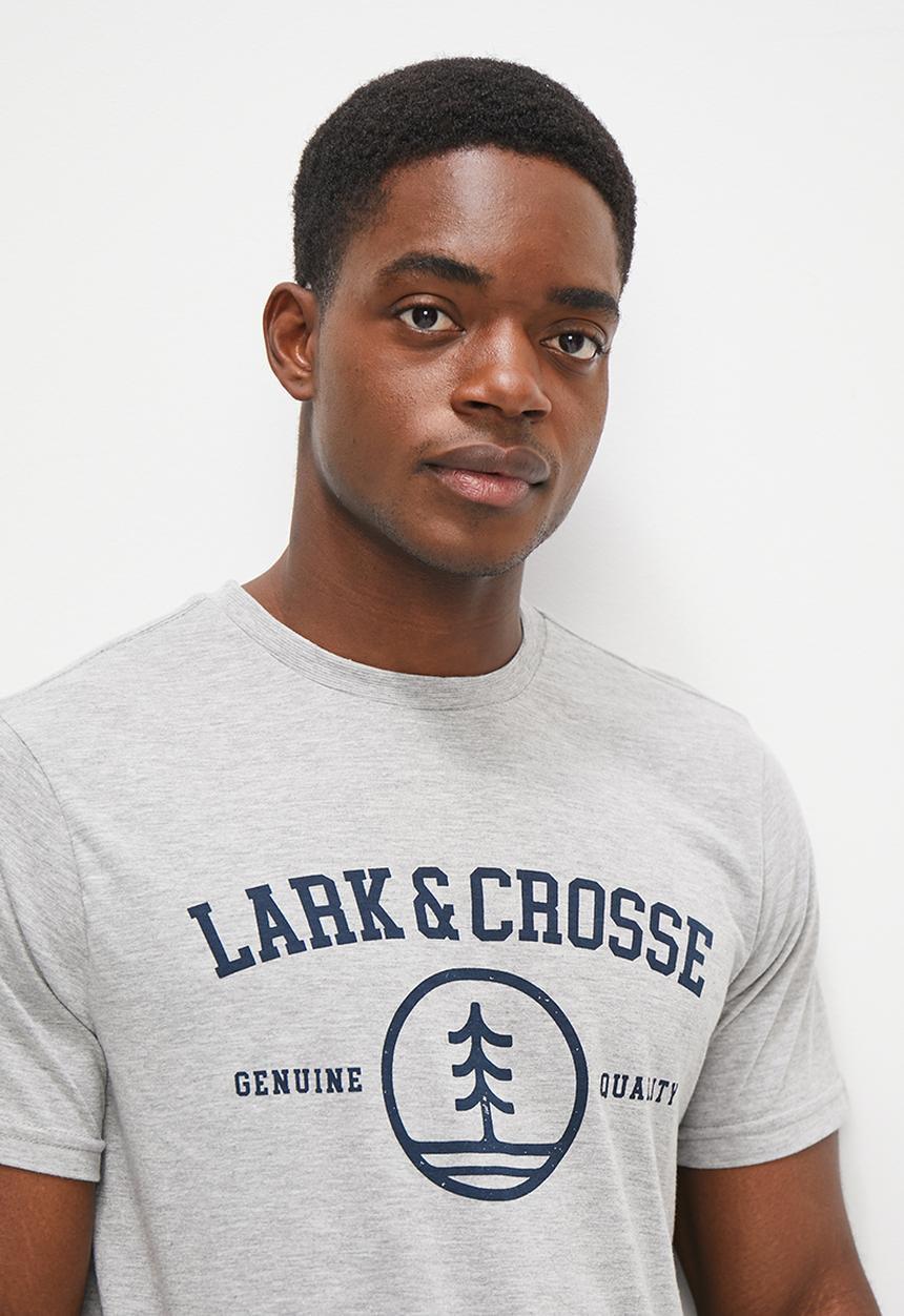 Lark & Crosse - L&c collegiate logo tee  - grey melange