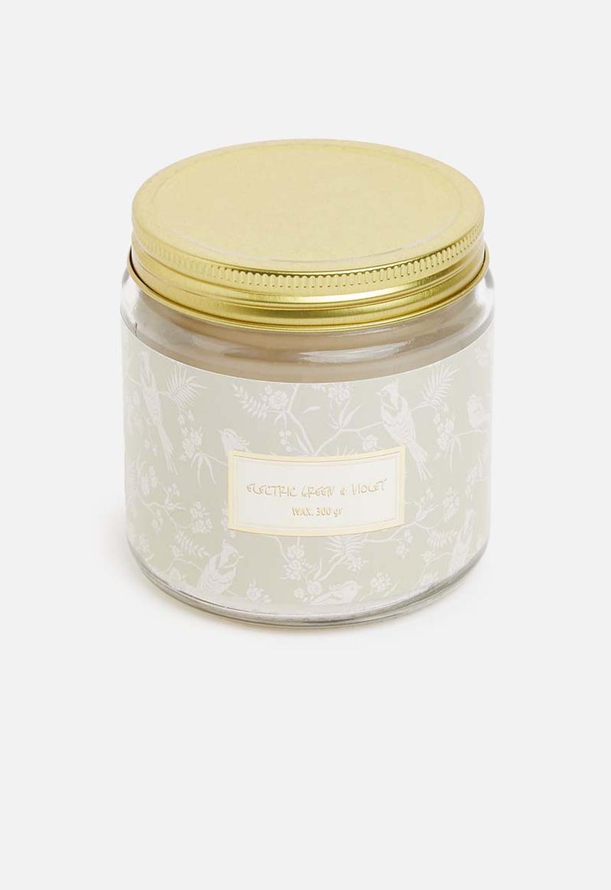 H&S - Candle in glass - electric green & violet