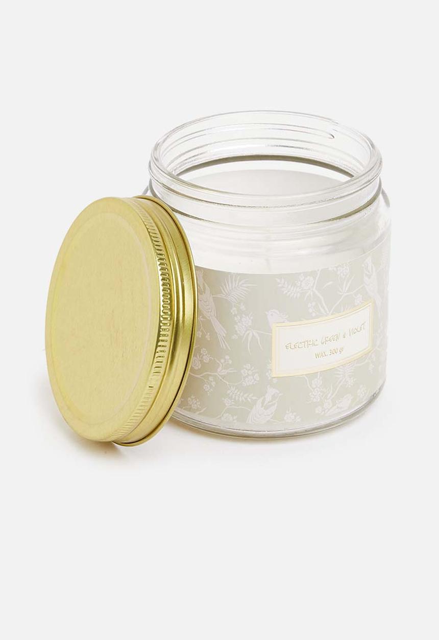 H&S - Candle in glass - electric green & violet