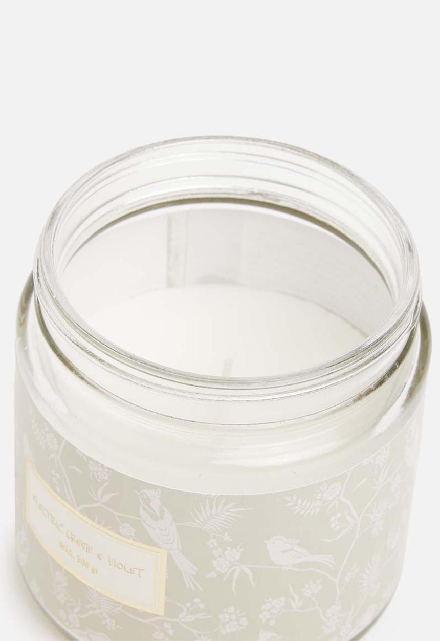 H&S - Candle in glass - electric green & violet
