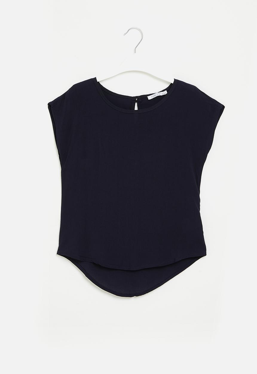 HAILYS - Short sleeve v-top farina - navy