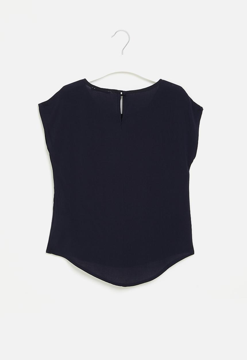 HAILYS - Short sleeve v-top farina - navy