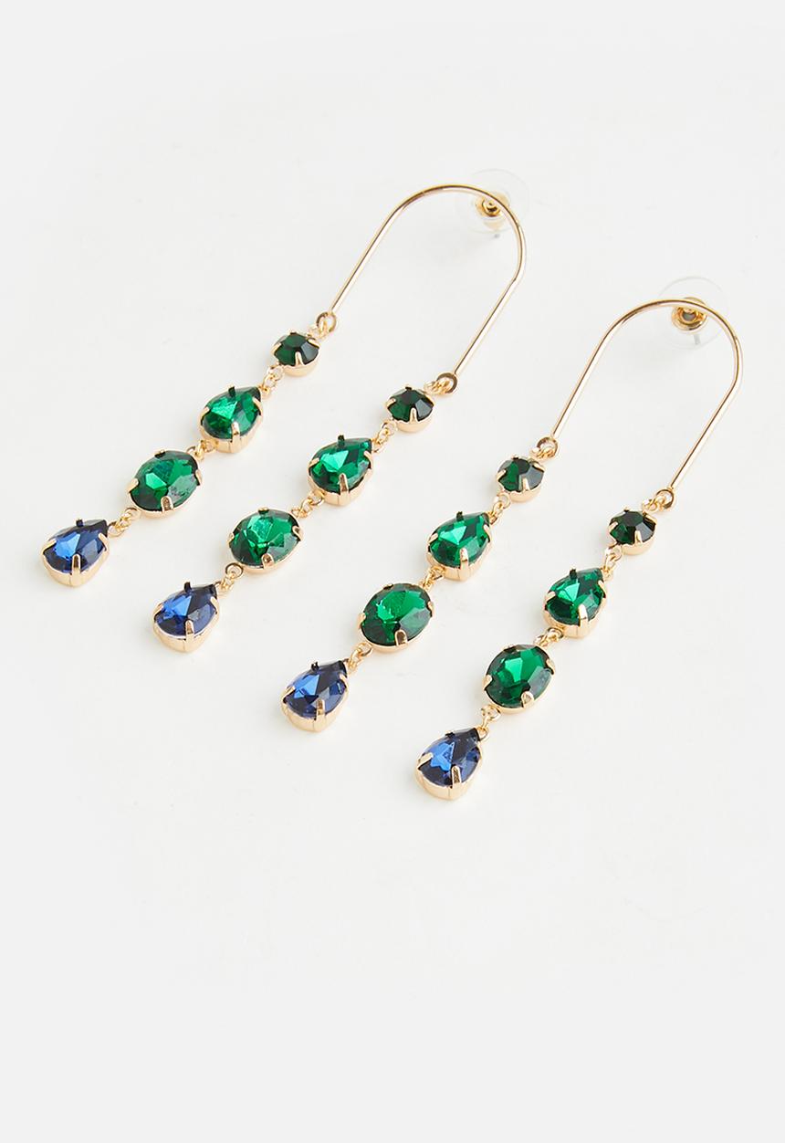 Tessa Design - Becka statement earrings - green & blue