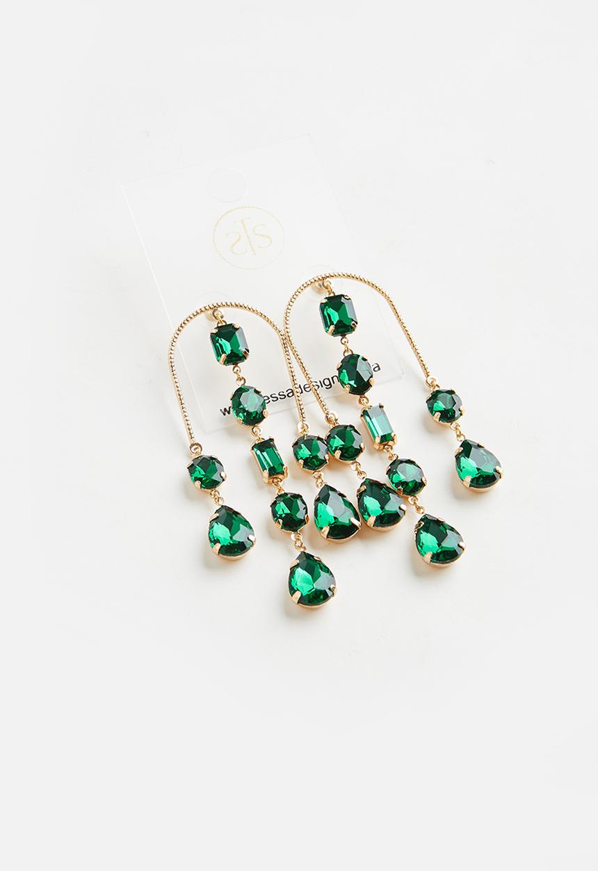 Tessa Design - Ophelia statement earrings - green & gold
