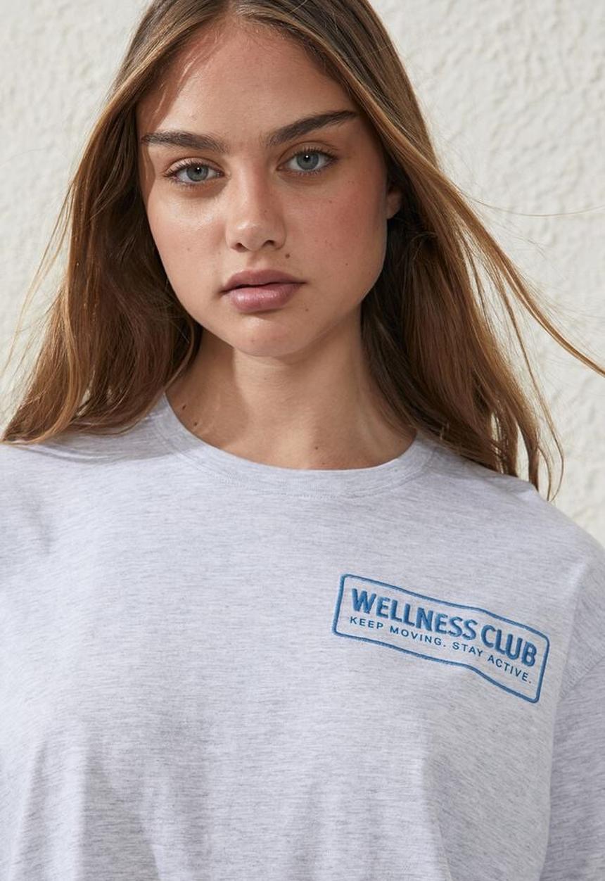 Cotton On - Active graphic T-shirt - grey marle/wellness club