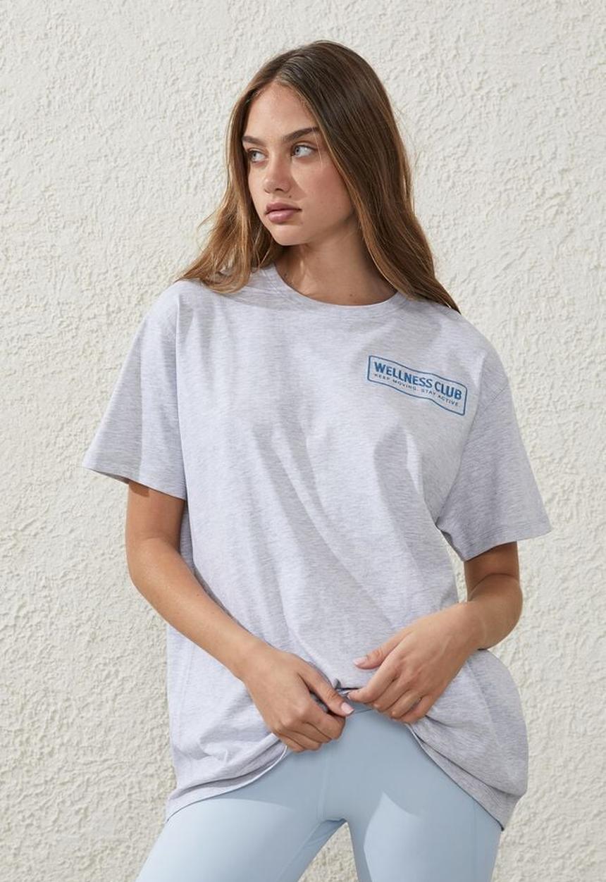 Cotton On - Active graphic T-shirt - grey marle/wellness club