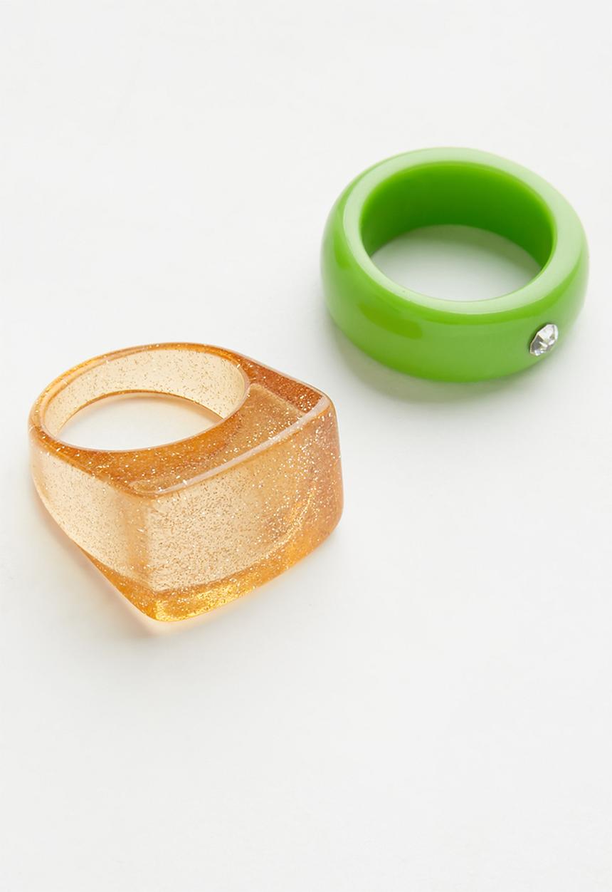 Superbalist - Marie ring pack - green & gold