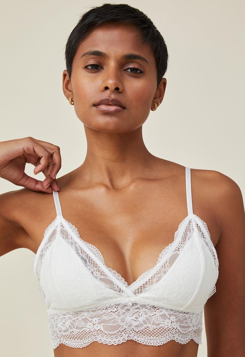 Cotton On - Nala lace longline bralette - cream